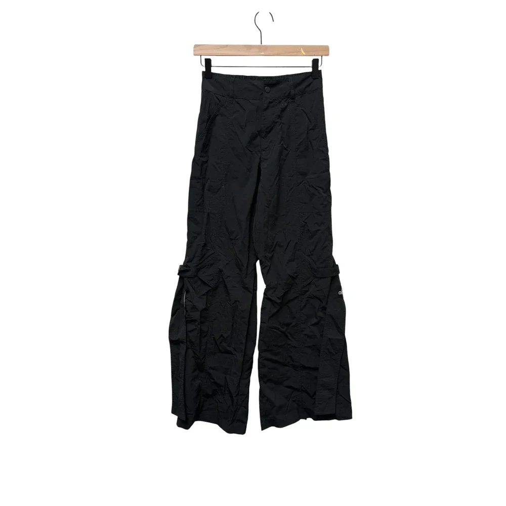 Alo Yoga High-Waist Voyager Trouser Black Wide Leg Cargo Pants XXS